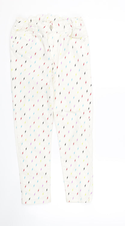 Maxx Girls White  Denim Skinny Jeans Size 9-10 Years - Lightening bolts