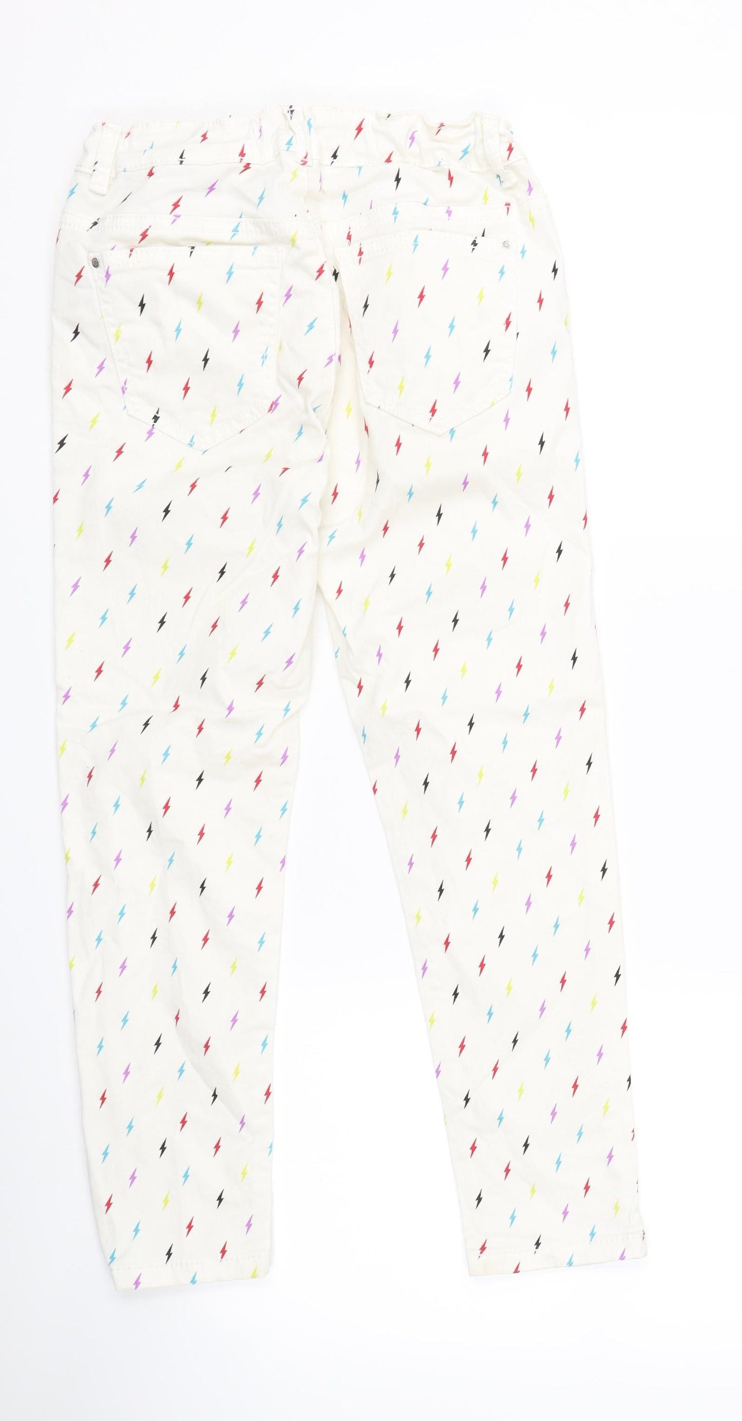 Maxx Girls White  Denim Skinny Jeans Size 9-10 Years - Lightening bolts