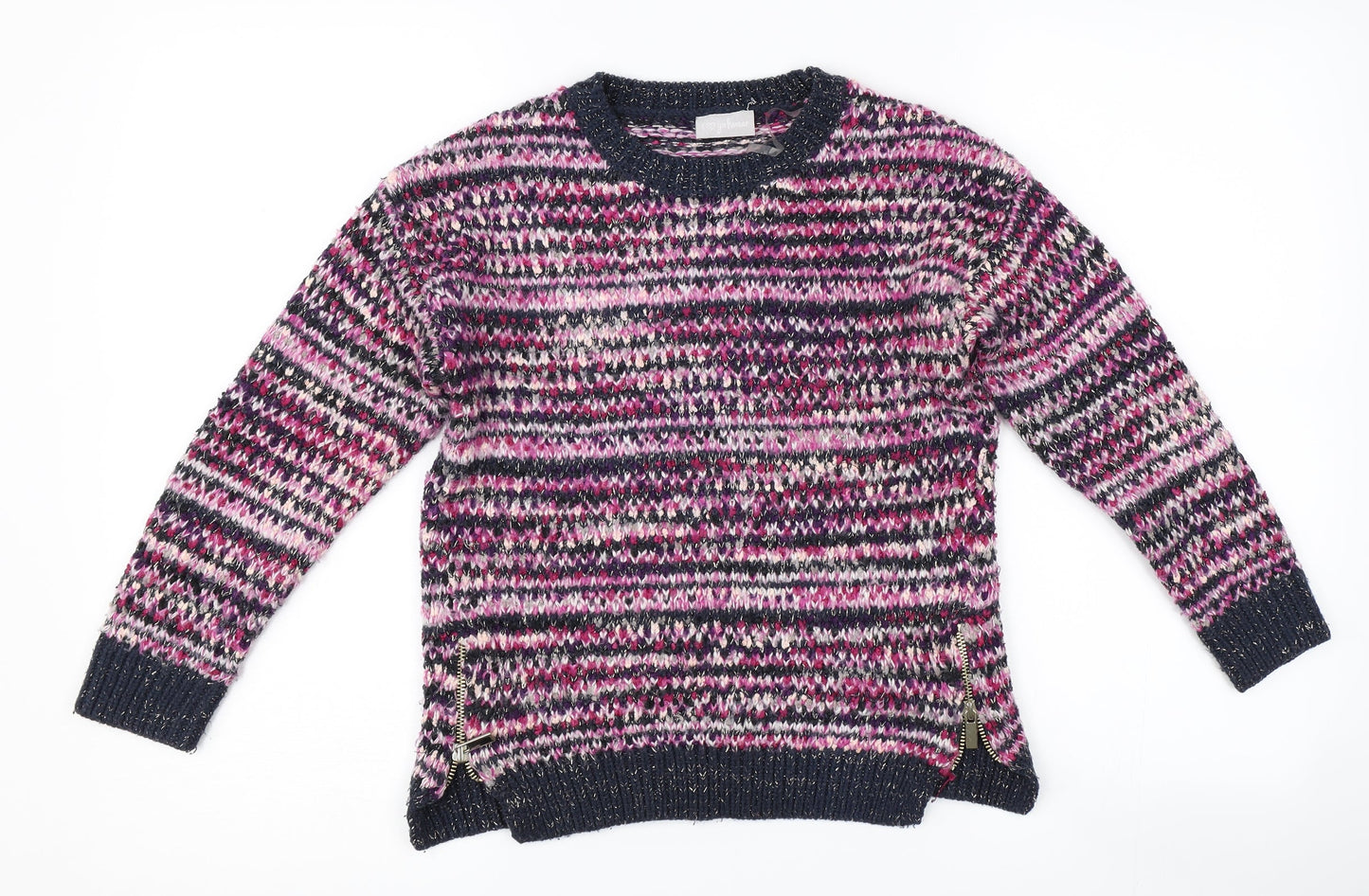 Matalan Girls Purple Striped  Pullover Jumper Size 8 Years