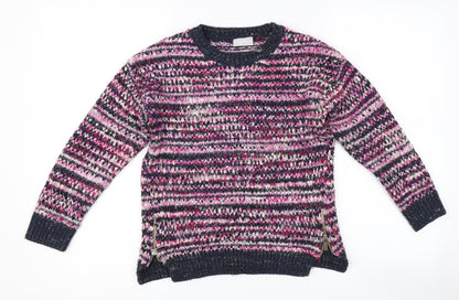 Matalan Girls Purple Striped  Pullover Jumper Size 8 Years