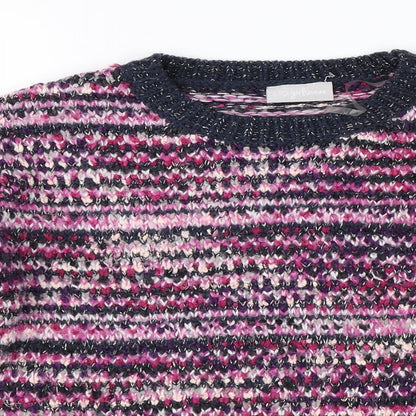 Matalan Girls Purple Striped  Pullover Jumper Size 8 Years