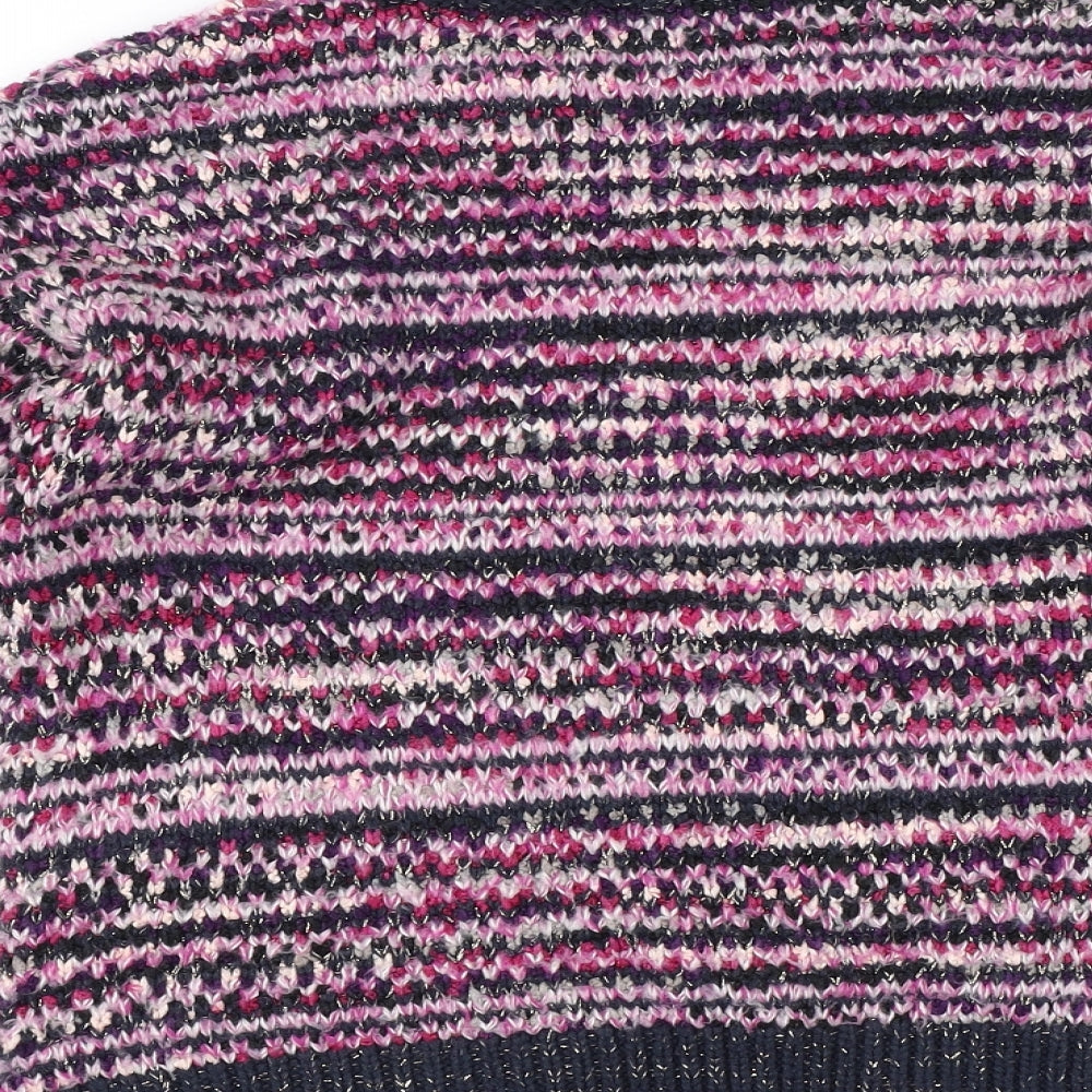 Matalan Girls Purple Striped  Pullover Jumper Size 8 Years