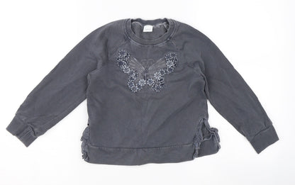 Next Girls Grey   Pullover Sweatshirt Size 5 Years  - Butterfly