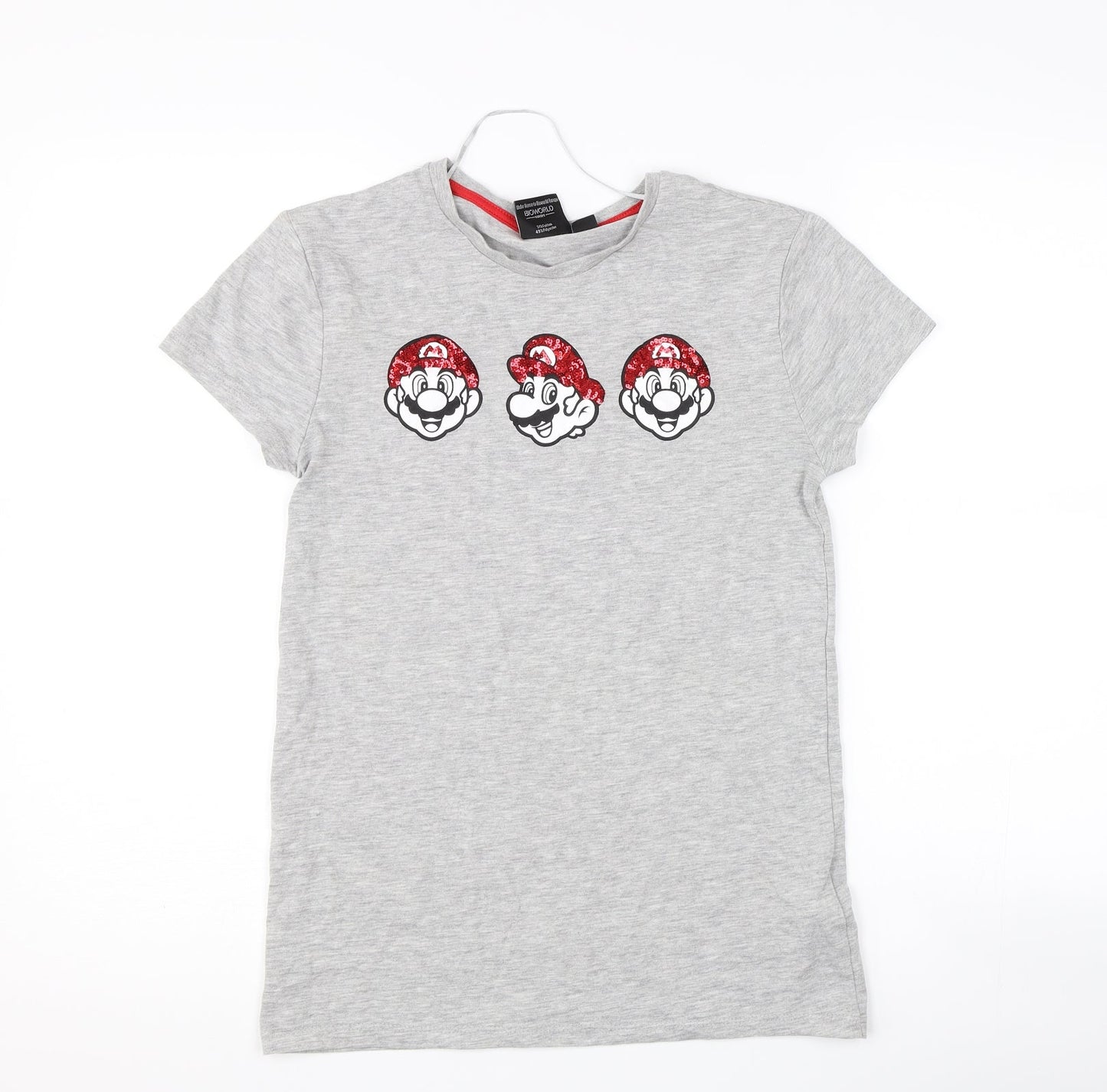 Primark Womens Grey   Basic T-Shirt Size 4  - super mario
