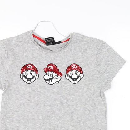 Primark Womens Grey   Basic T-Shirt Size 4  - super mario