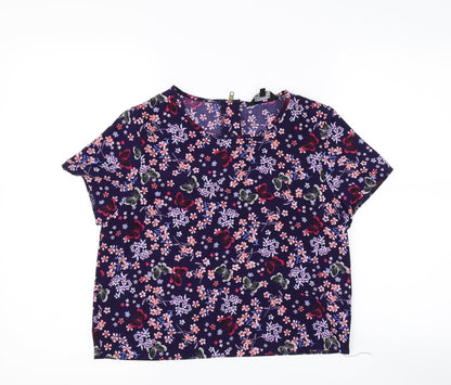 New Look Girls Blue Floral  Basic T-Shirt Size 14 Years