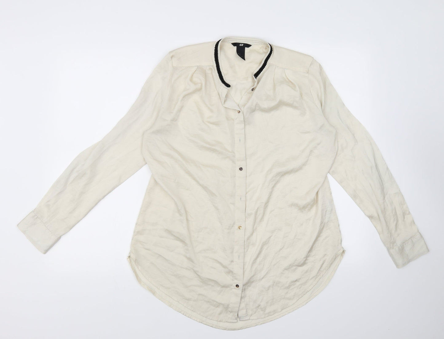 Womens UK Size 8 H&M Beige Basic Button-Up