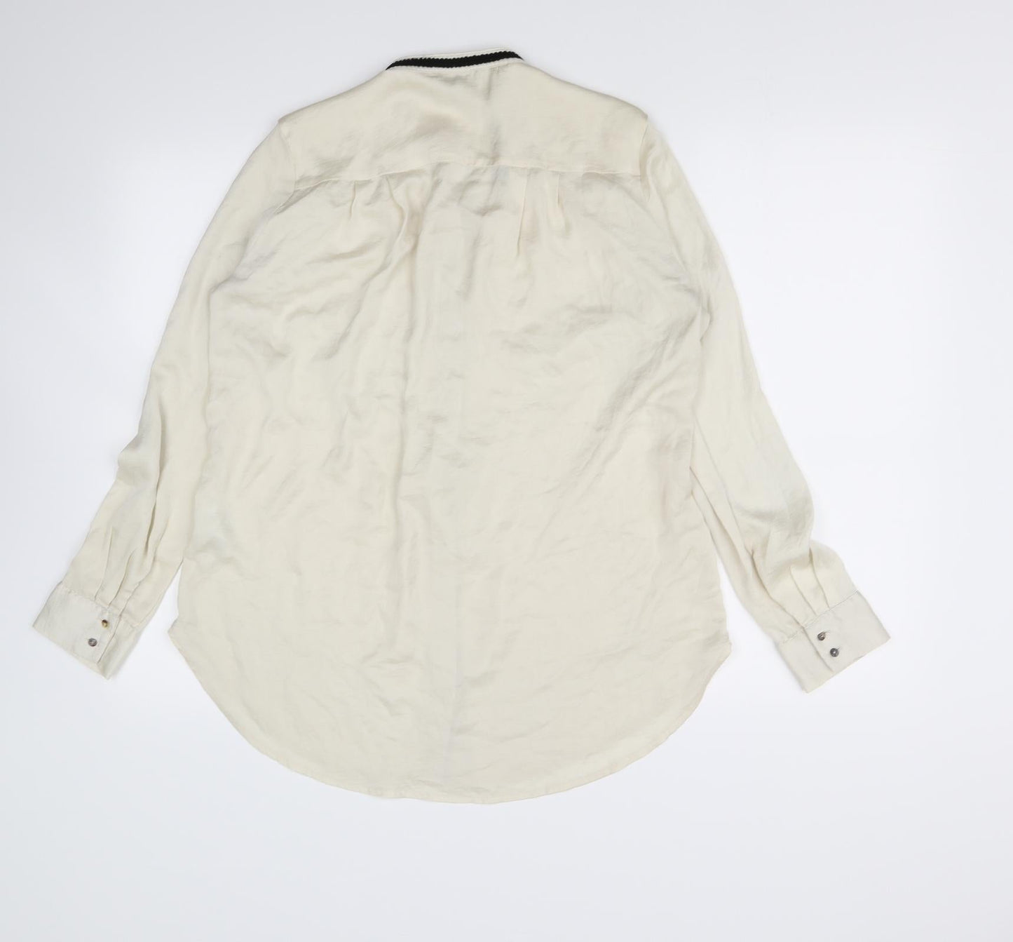 Womens UK Size 8 H&M Beige Basic Button-Up