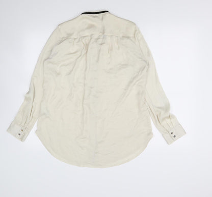 Womens UK Size 8 H&M Beige Basic Button-Up