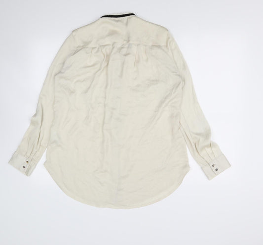 Womens UK Size 8 H&M Beige Basic Button-Up