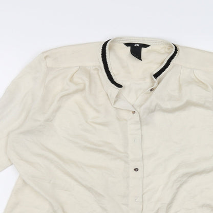 Womens UK Size 8 H&M Beige Basic Button-Up