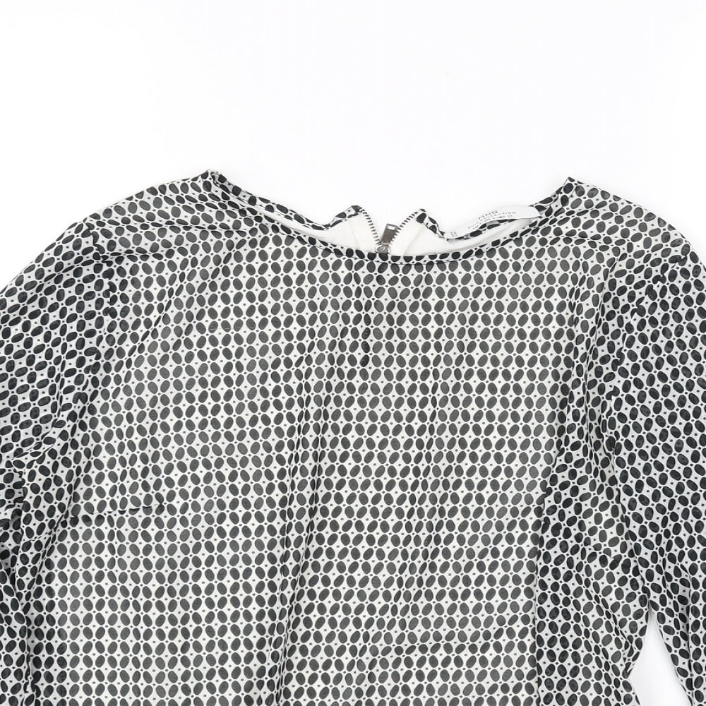 Mng Womens Black Polka Dot  Basic Blouse Size S