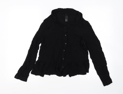 Womens UK Size 8 H&M Black Basic Button-Up