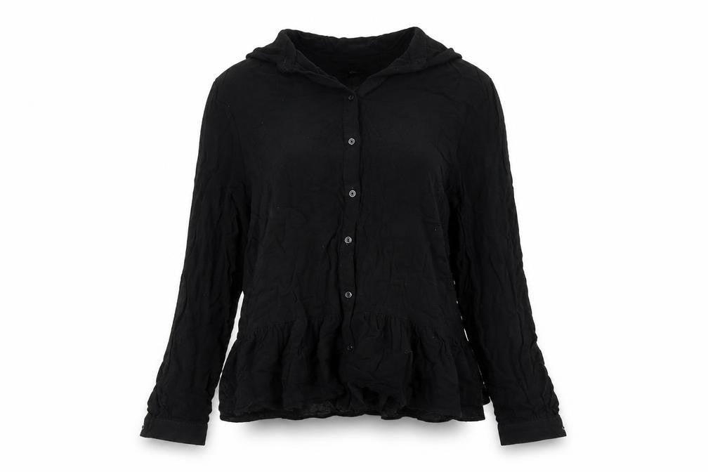 Womens UK Size 8 H&M Black Basic Button-Up