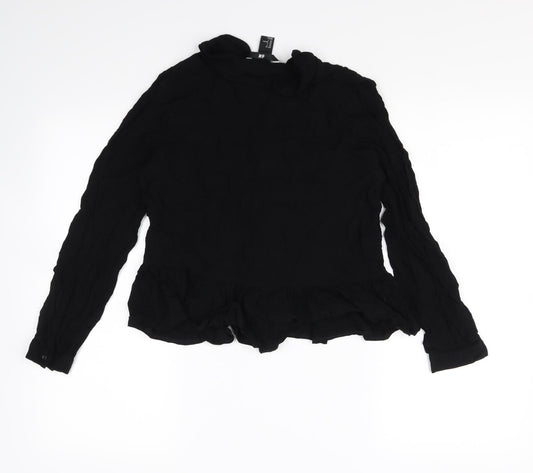 Womens UK Size 8 H&M Black Basic Button-Up