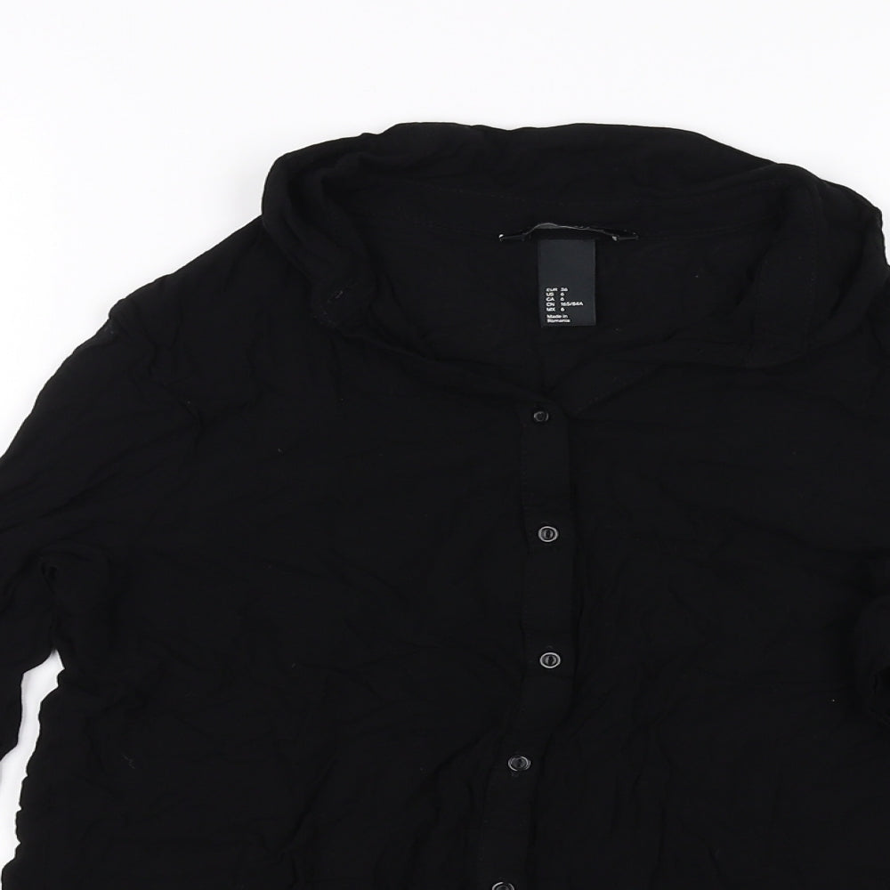 Womens UK Size 8 H&M Black Basic Button-Up