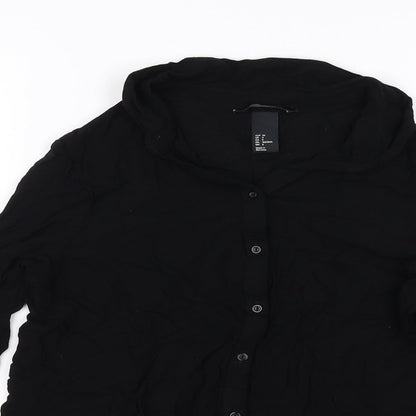 Womens UK Size 8 H&M Black Basic Button-Up