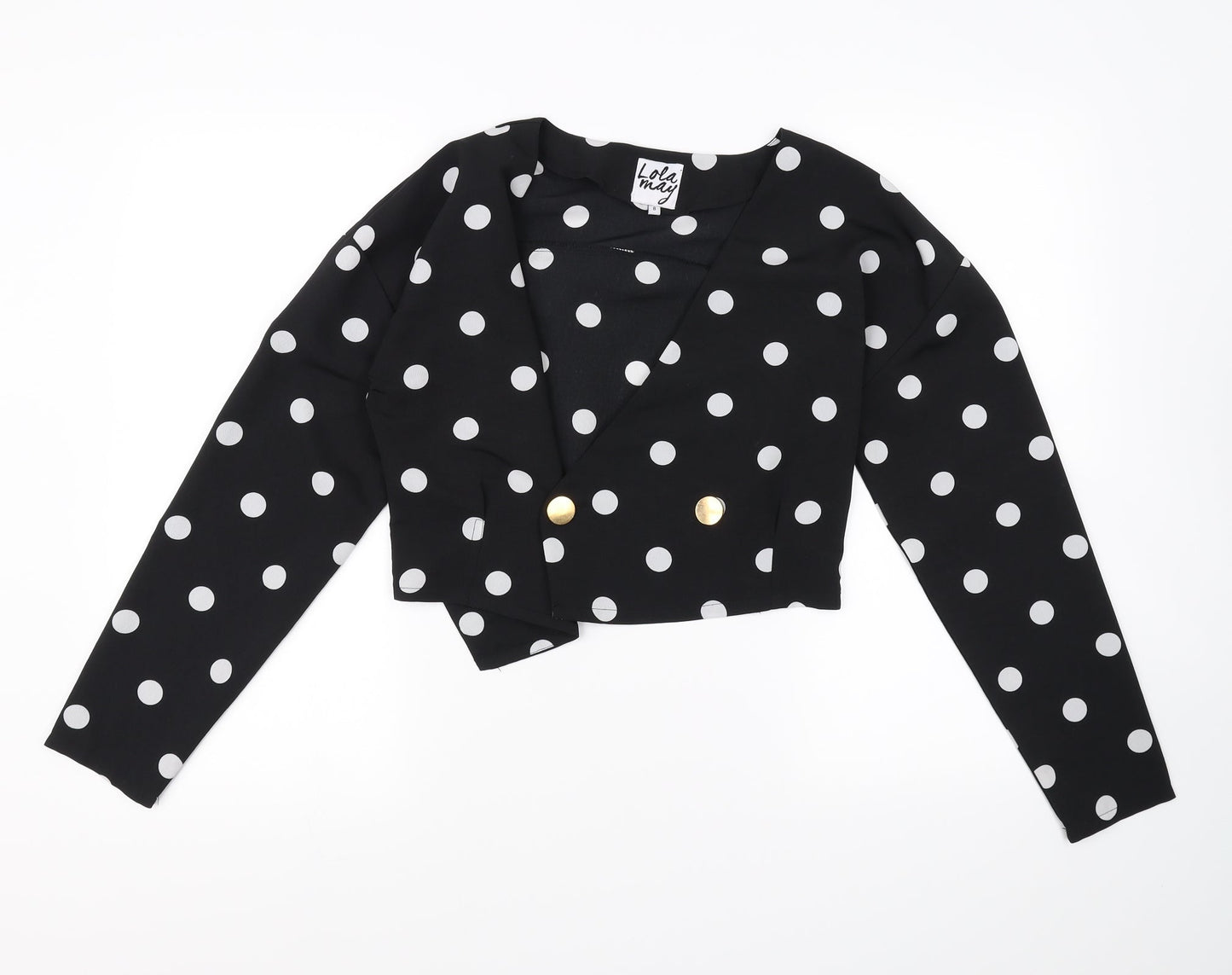 Womens UK Size 8 Lola May Black Cropped Blouse