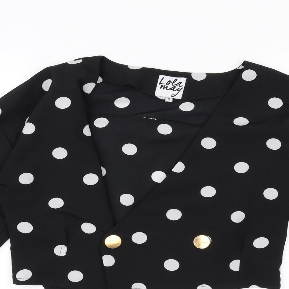 Womens UK Size 8 Lola May Black Cropped Blouse