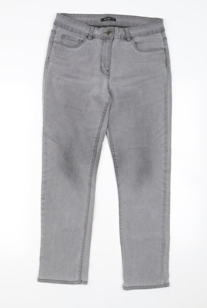 Womens UK Size 12 Preworn Regular Fit Straight Grey Jeans