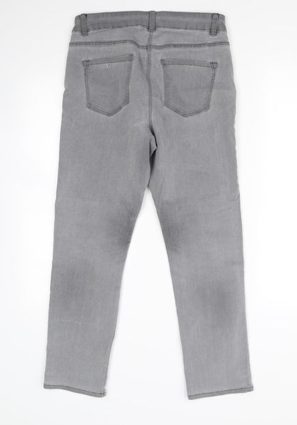 Womens UK Size 12 Preworn Regular Fit Straight Grey Jeans