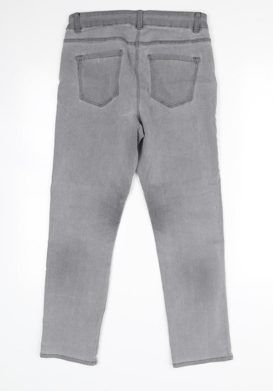 Womens UK Size 12 Preworn Regular Fit Straight Grey Jeans
