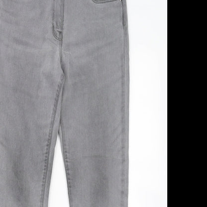 Womens UK Size 12 Preworn Regular Fit Straight Grey Jeans