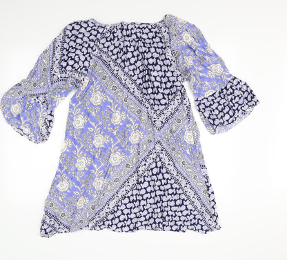 Style Womens Blue Floral  Shift  Size S