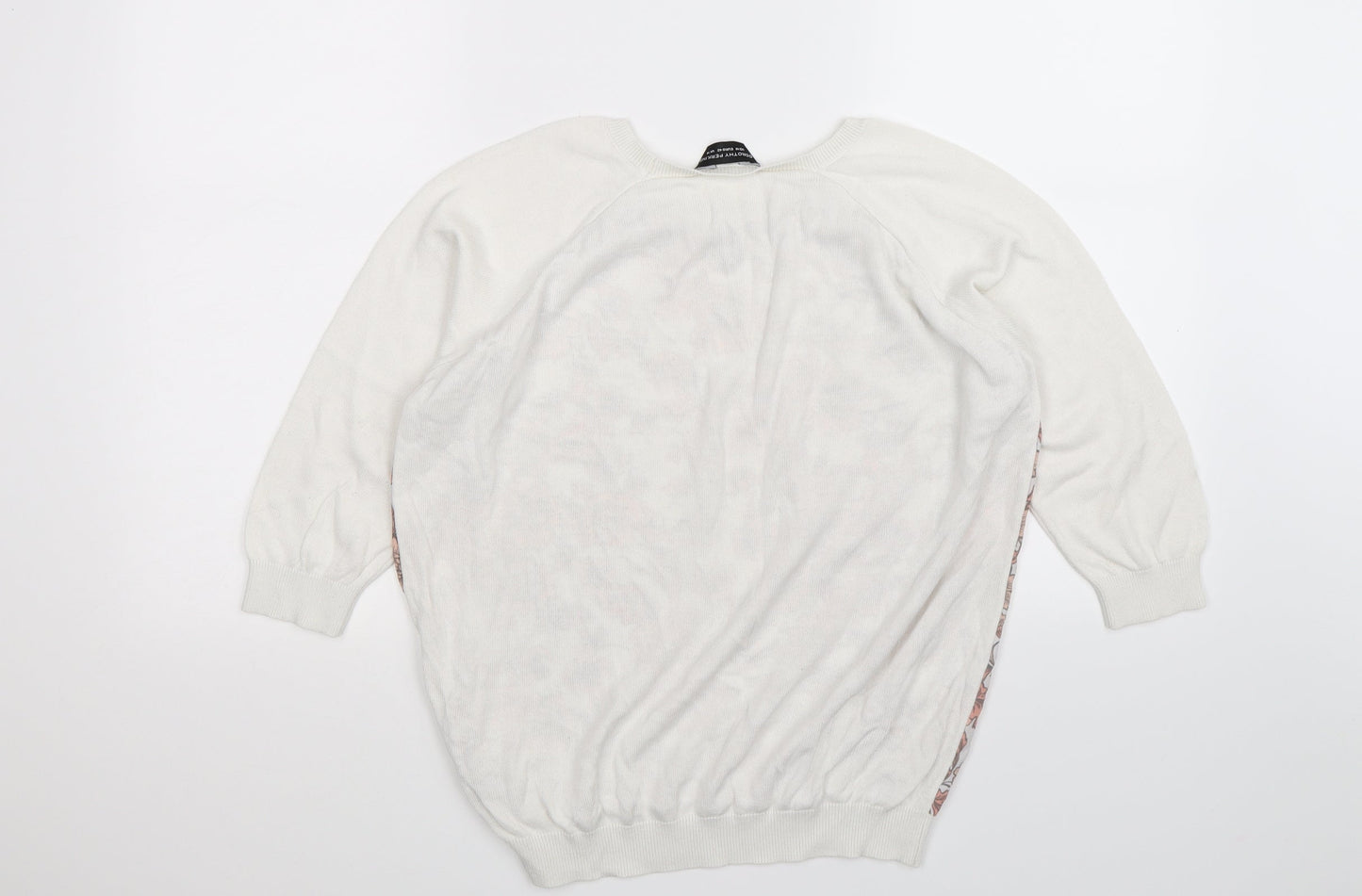 dorothy perkin Womens White Floral Knit Pullover Jumper Size 14  - chiffon front
