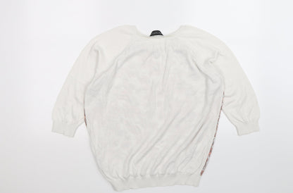 dorothy perkin Womens White Floral Knit Pullover Jumper Size 14  - chiffon front