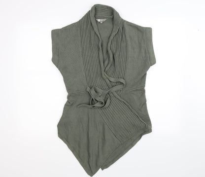 Moda Womens Green  Knit Wrap Jumper Size M  - waterfall front