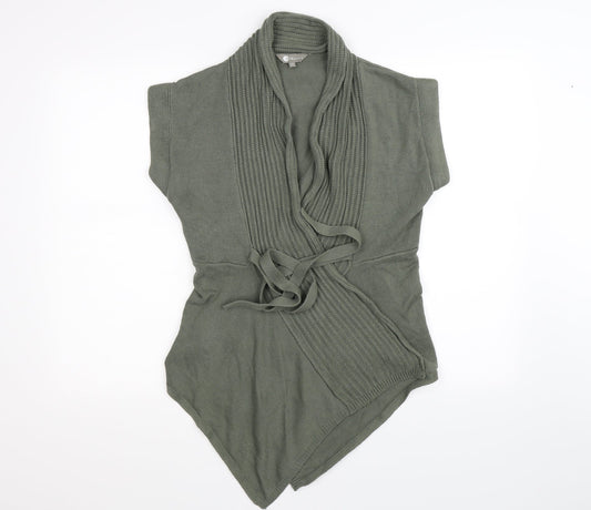 Moda Womens Green  Knit Wrap Jumper Size M  - waterfall front