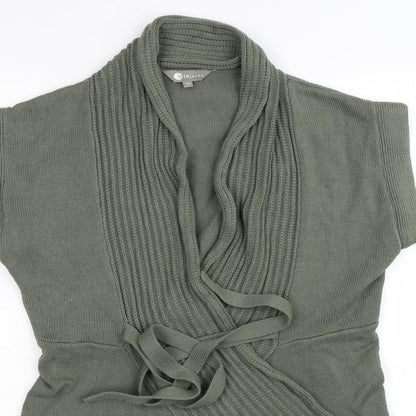 Moda Womens Green  Knit Wrap Jumper Size M  - waterfall front