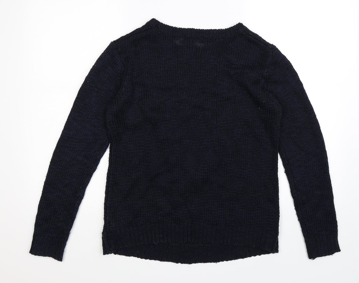 Forever 21 Womens Blue  Knit Pullover Jumper Size M  - tassel front