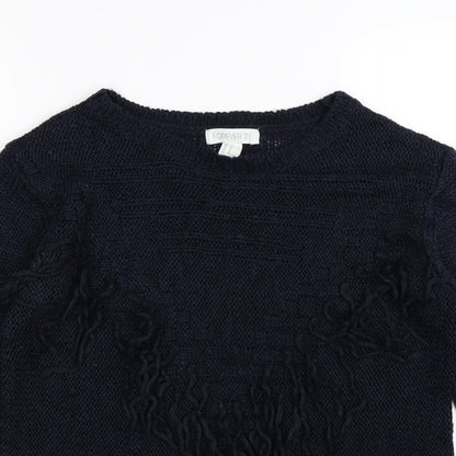 Forever 21 Womens Blue  Knit Pullover Jumper Size M  - tassel front