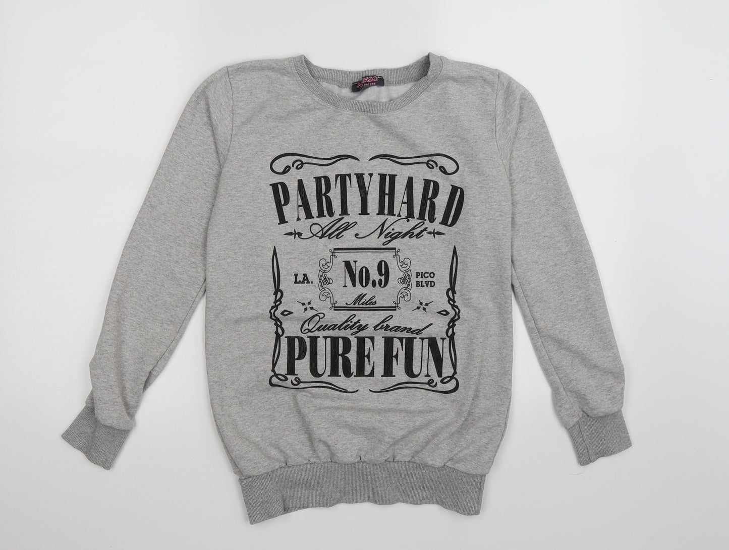 namso Womens Grey  Jersey Pullover Sweatshirt Size XS  - party hard