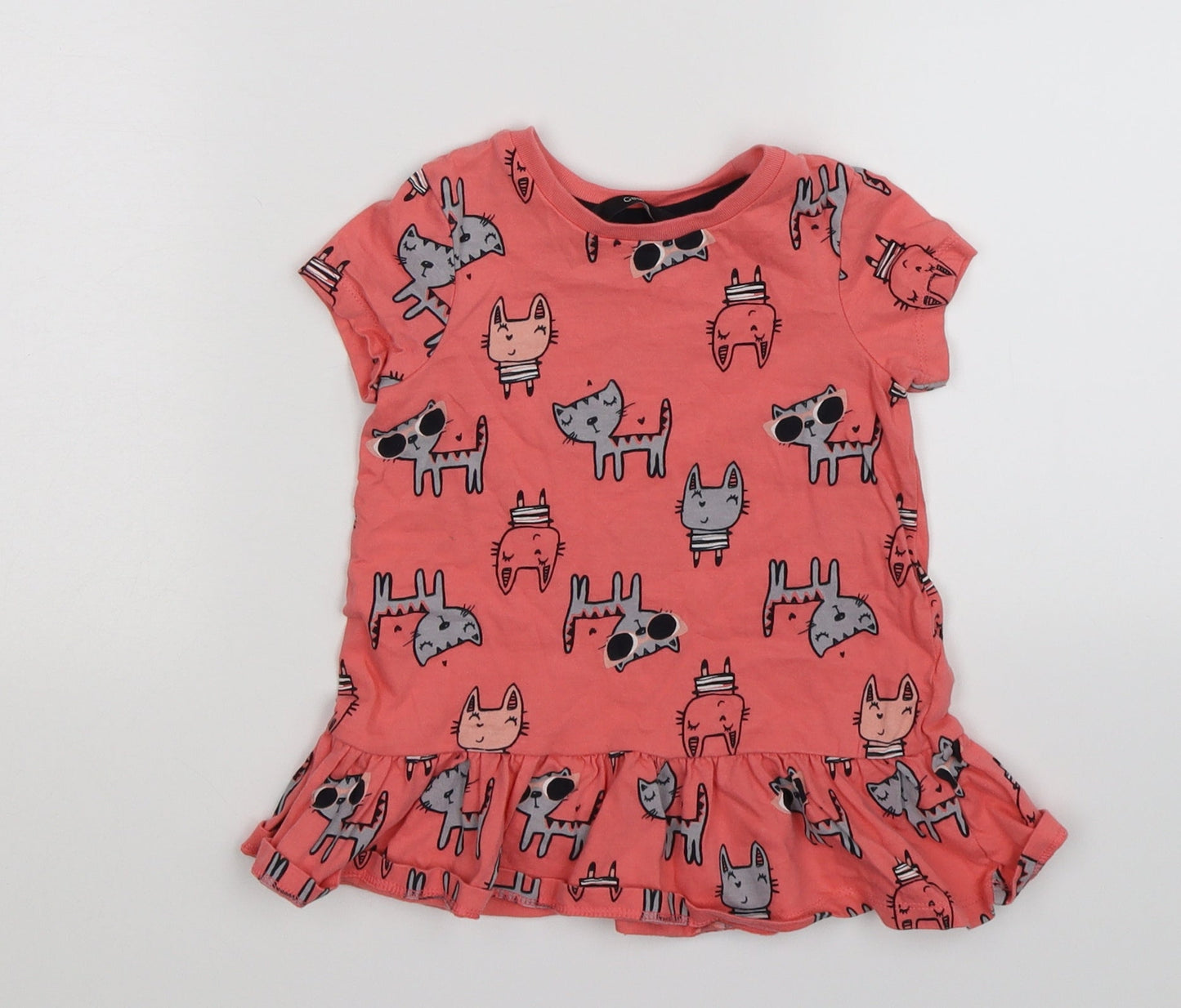 George Girls Pink Animal Print  Trapeze & Swing  Size 18-24 Months  - cats and rabbits