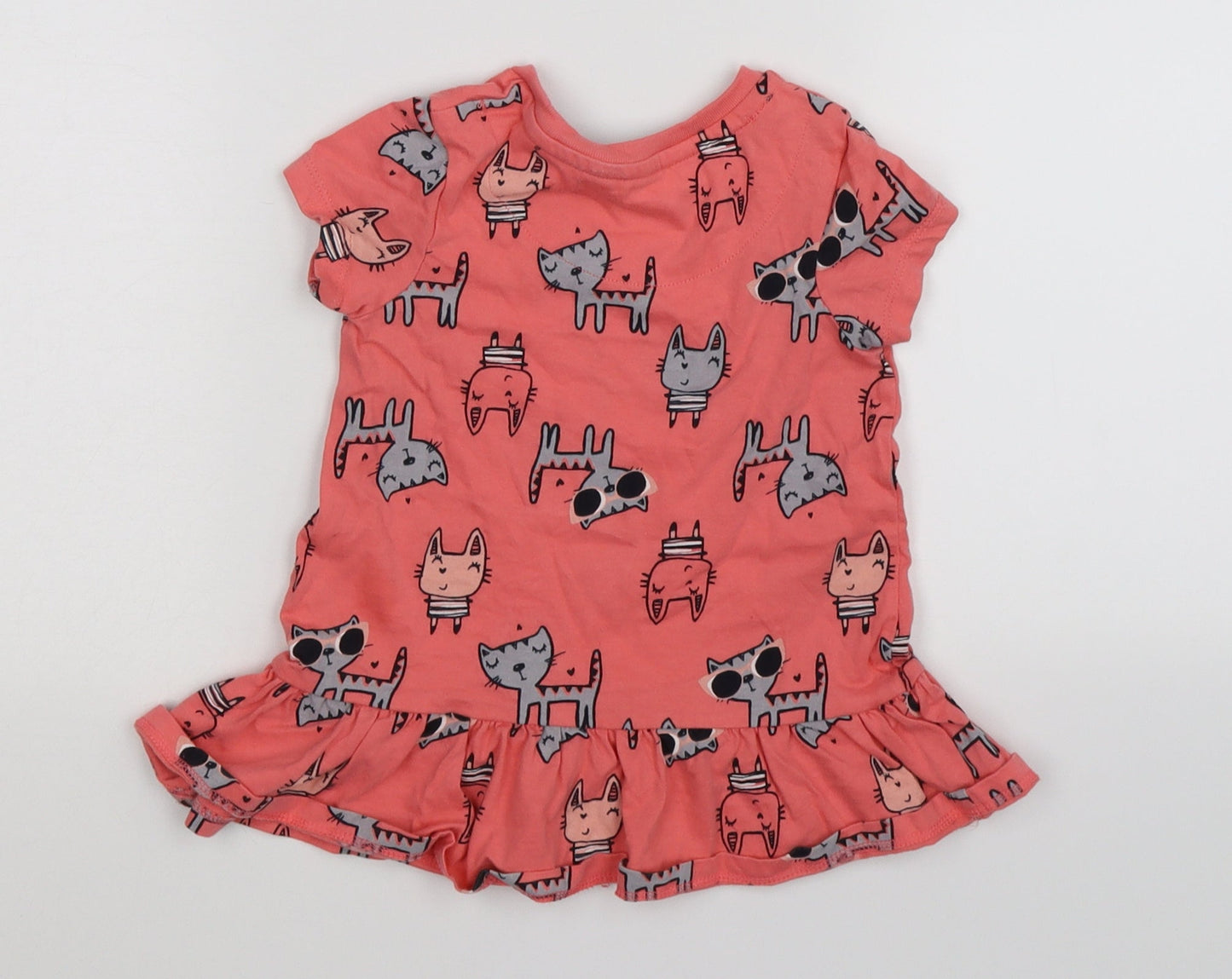 George Girls Pink Animal Print  Trapeze & Swing  Size 18-24 Months  - cats and rabbits