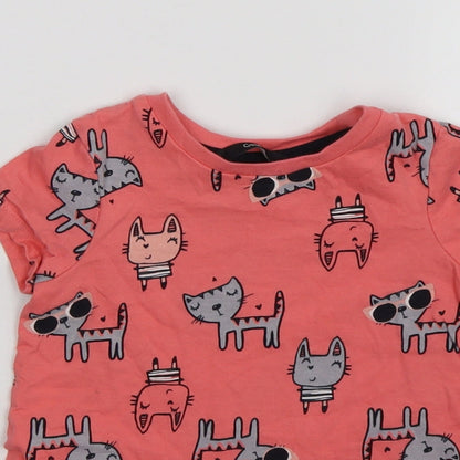 George Girls Pink Animal Print  Trapeze & Swing  Size 18-24 Months  - cats and rabbits
