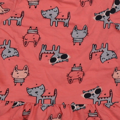 George Girls Pink Animal Print  Trapeze & Swing  Size 18-24 Months  - cats and rabbits