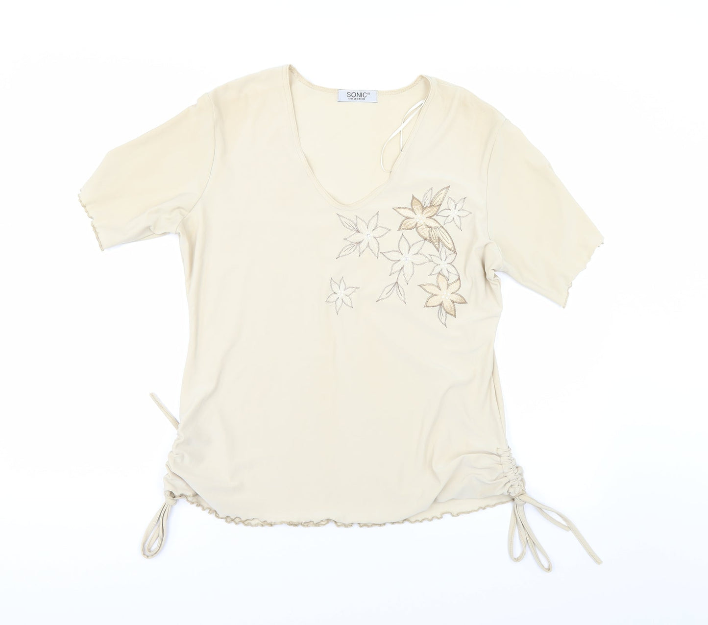 Womens UK Size 16 Sonic Beige Basic T-Shirt