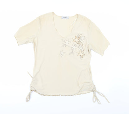 Womens UK Size 16 Sonic Beige Basic T-Shirt