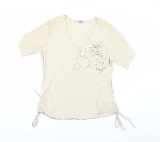 Womens UK Size 16 Sonic Beige Basic T-Shirt