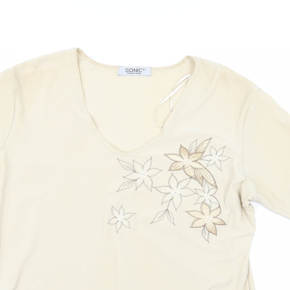 Womens UK Size 16 Sonic Beige Basic T-Shirt