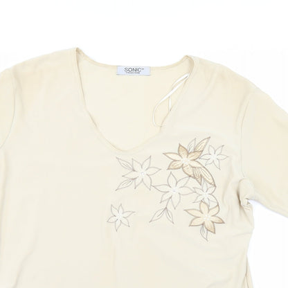Womens UK Size 16 Sonic Beige Basic T-Shirt