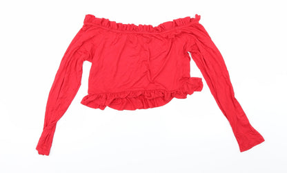 Womens UK Size 16 PRETTYLITTLETHING Red Cropped T-Shirt