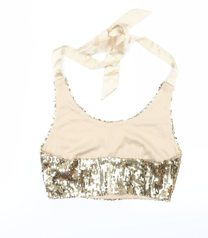 Boohoo Womens Gold   Basic Blouse Size XS