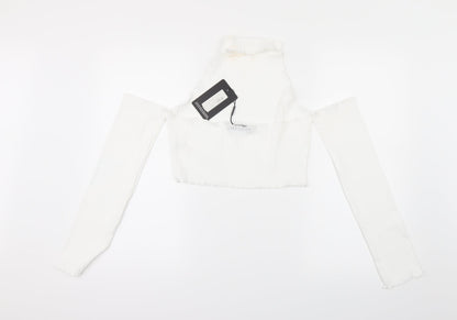 Womens UK Size 16 PRETTYLITTLETHING White Cropped T-Shirt