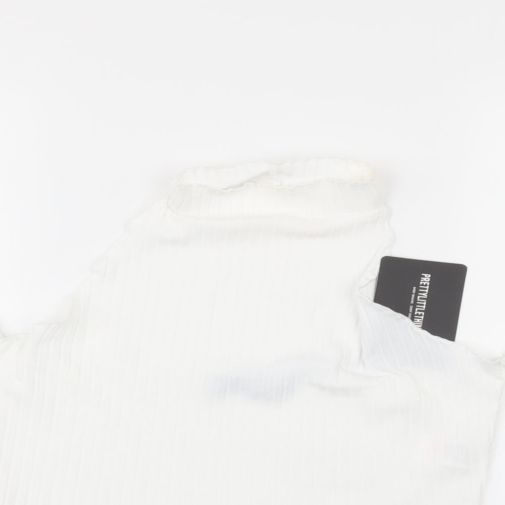 Womens UK Size 16 PRETTYLITTLETHING White Cropped T-Shirt