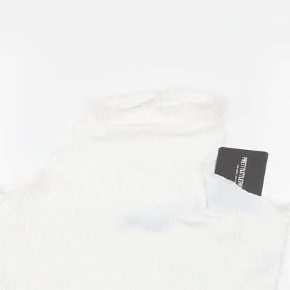 Womens UK Size 16 PRETTYLITTLETHING White Cropped T-Shirt